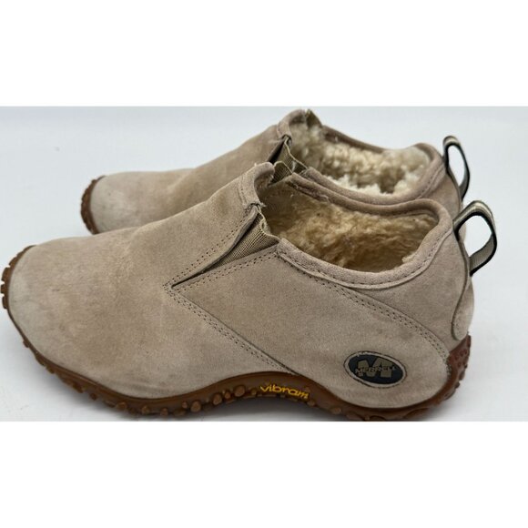 Merrell Womens Snow Mocs Suede Sheepskin Shoes Size 7 Beige Performance Footwear - Picture 2 of 14